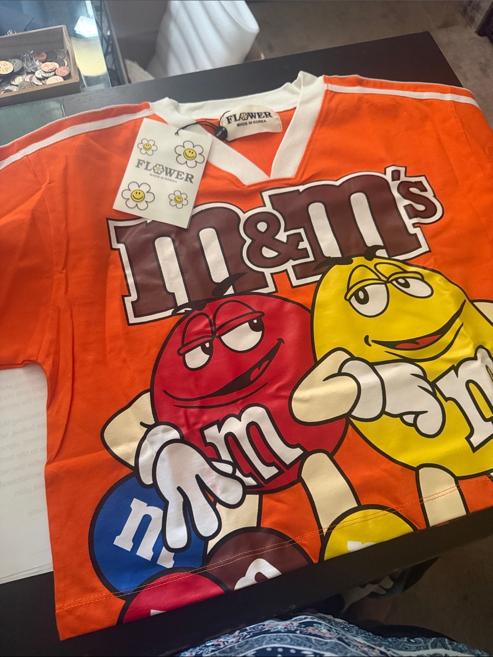Fashion Nova Orange M&M's Graphic Short Sleeve Tee